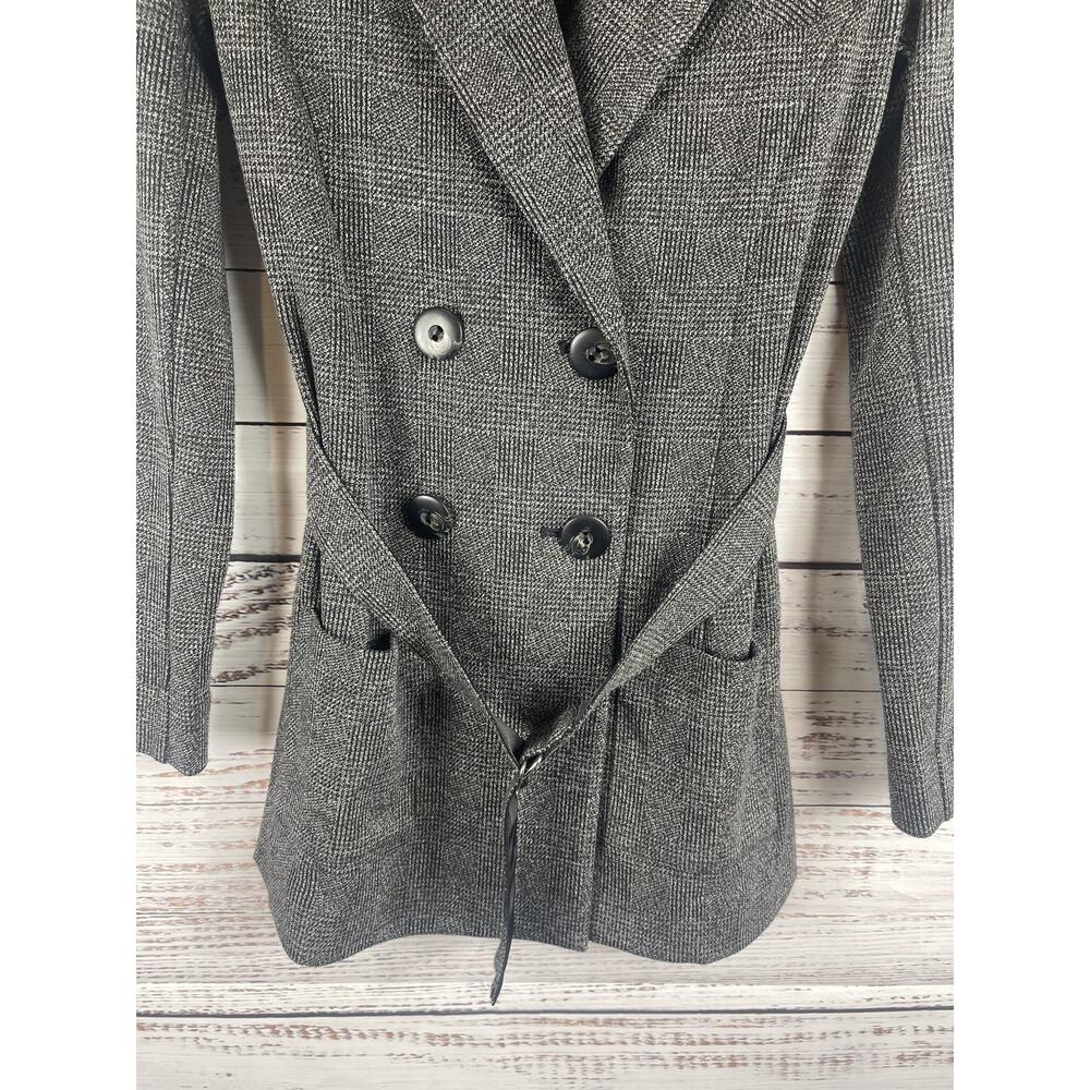CAbi Pant Suit Womens XXS Gray Plaid Belted Blazer Wide Leg Pants Set Career - Picture 6 of 16
